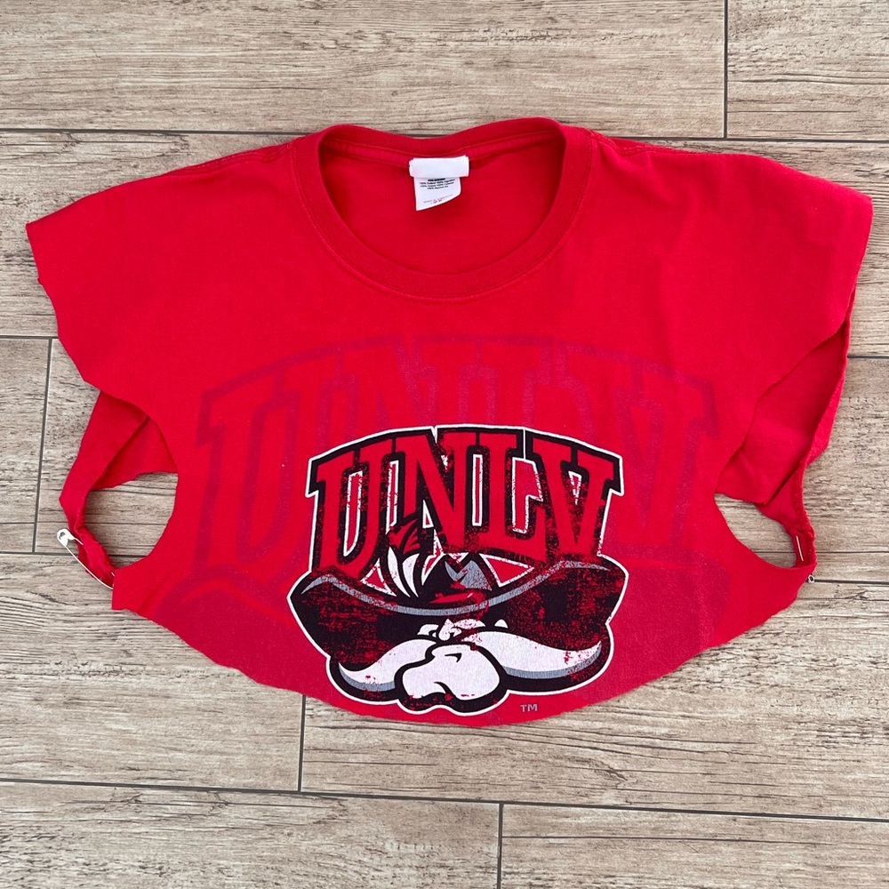 Custom cropped UNLV Red Graphic T-Shirt